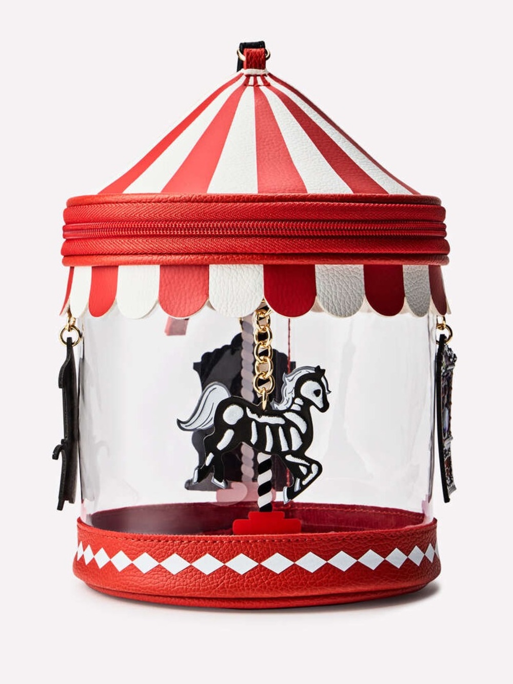 Red White Carousel Wristlet Bag Bath & body Works Halloween NWT
